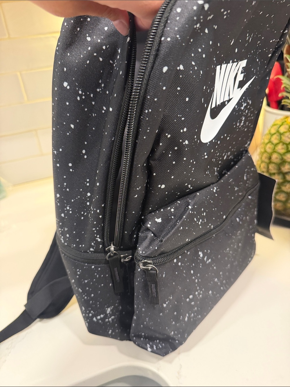 Nike Black Speckle Print Backpack with White Logo - Picture 5 of 5